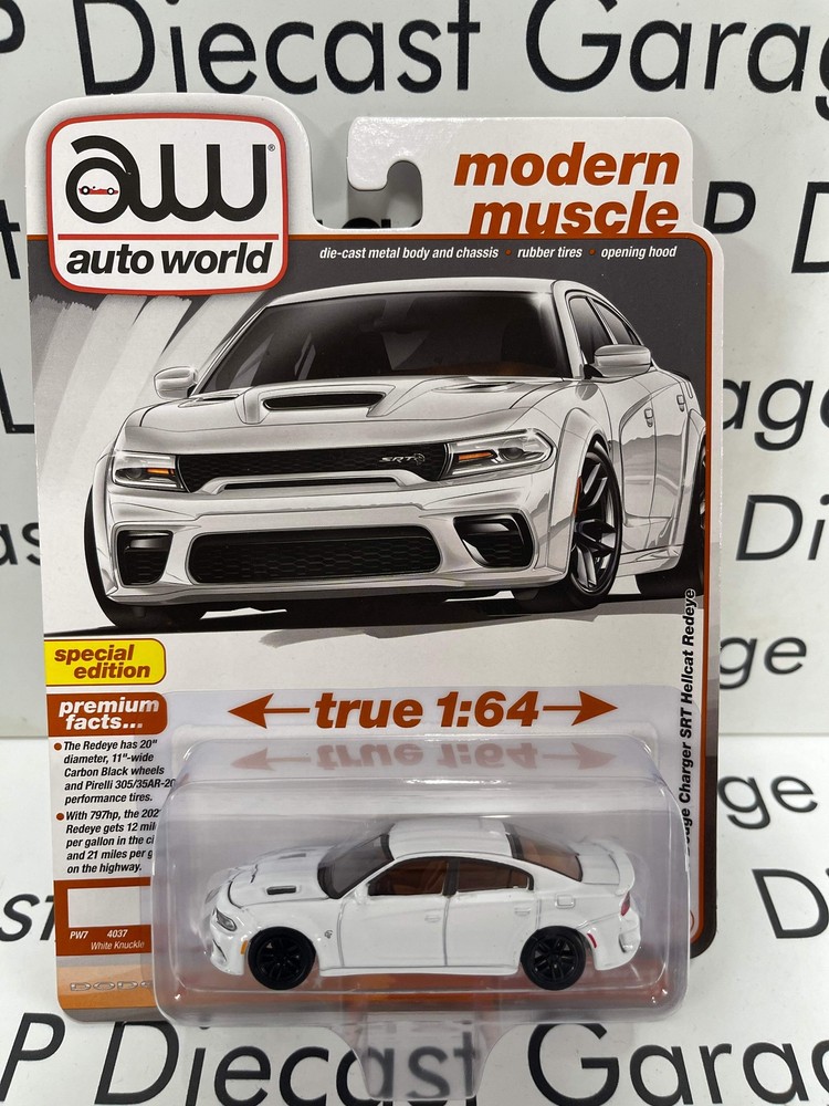 AUTO WORLD 2021 Dodge Charger SRT Hellcat Redeye White Knuckle 1:64 Diecast Mode