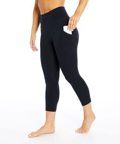 Marika Black Bailee Pocket Tummy-Control 22'' Capri Leggings- Small
