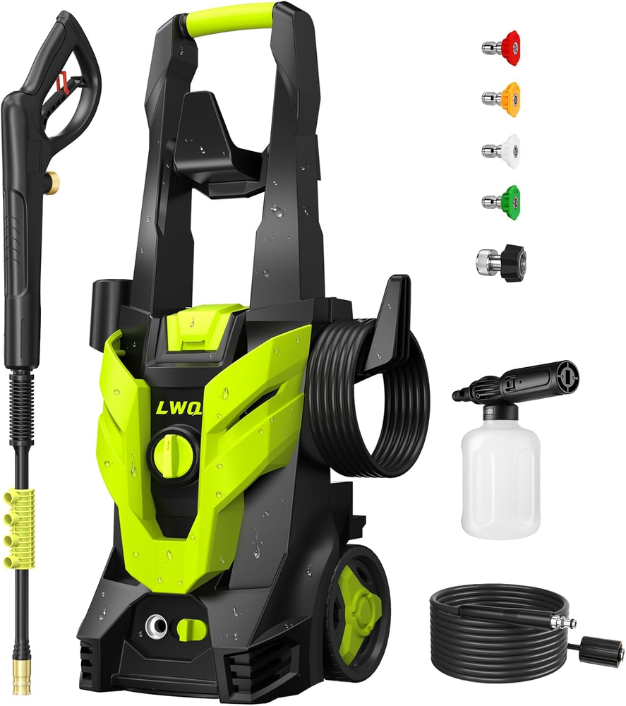 Powerful 2.5 GPM Electric Pressure Washer with 4 Quick-Connect Nozzles