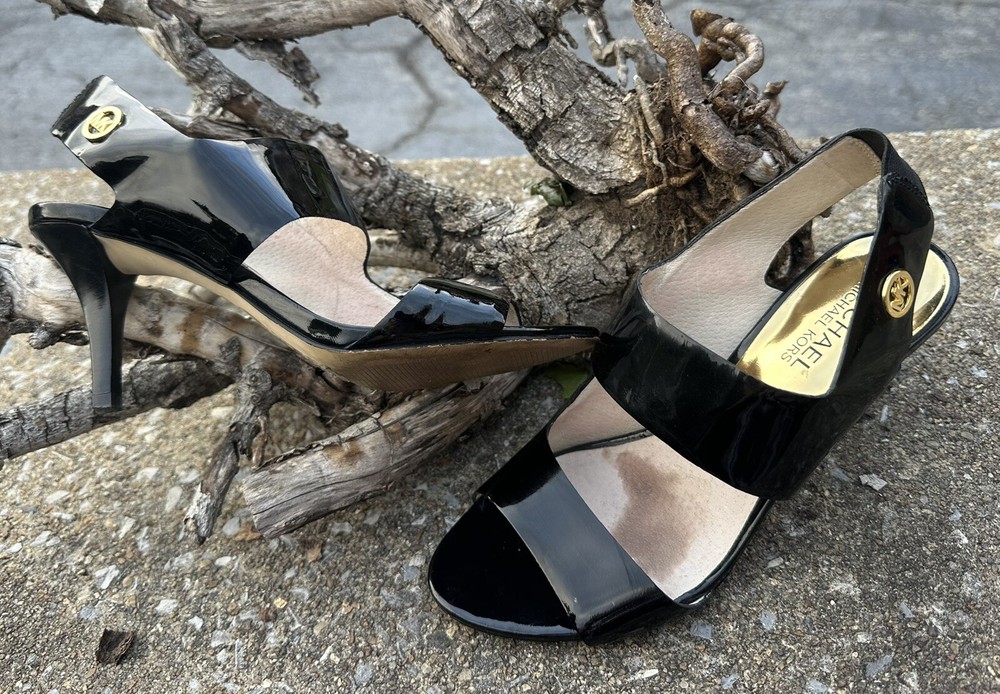 Michael Kors Womens Black Open Toe Heels Size 6M Sexy Strappy Sandals