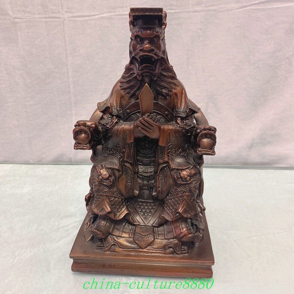 11 Inch Chinese Bronze Dragon King Chair Statue Purple Antique Loong Throne