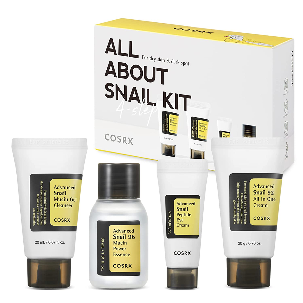 COSRX All about Snail Mucin Korean Skin Care Set, Mini Travel Essentials, Travel