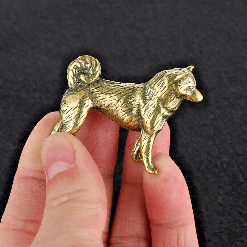 Dog Figurine Sculpture Ornament Statue Feng Shui Animal Brass Good Luck