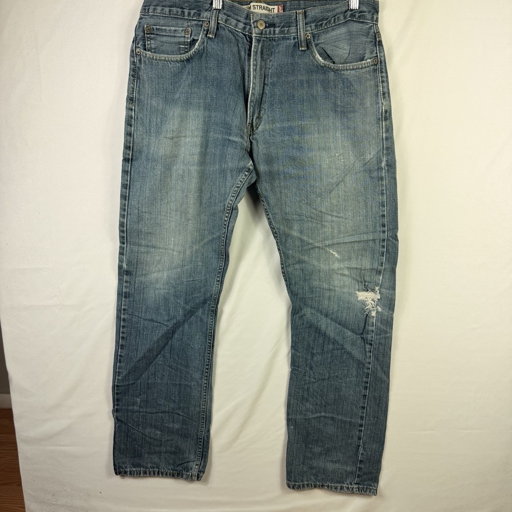 Levi's 514 Jeans Men's 36x34 Straight Slim Fit Stretch Blue Light Wash Denim