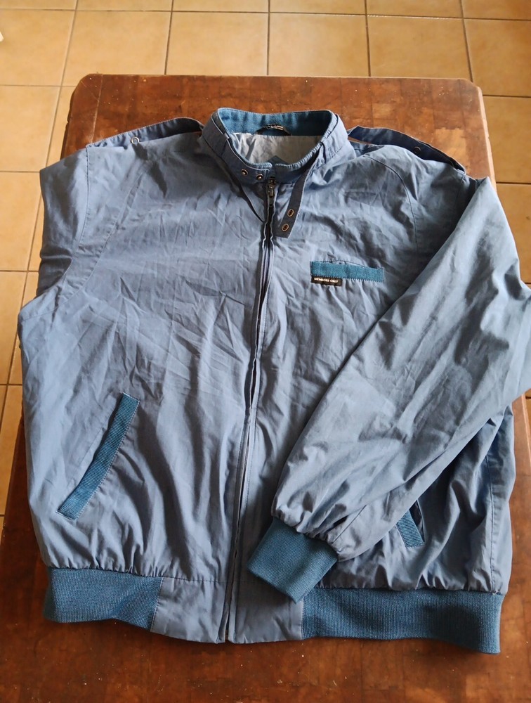 Men's Blue Bomber Jacket Large 44 Full Zip Casual with Pockets-image