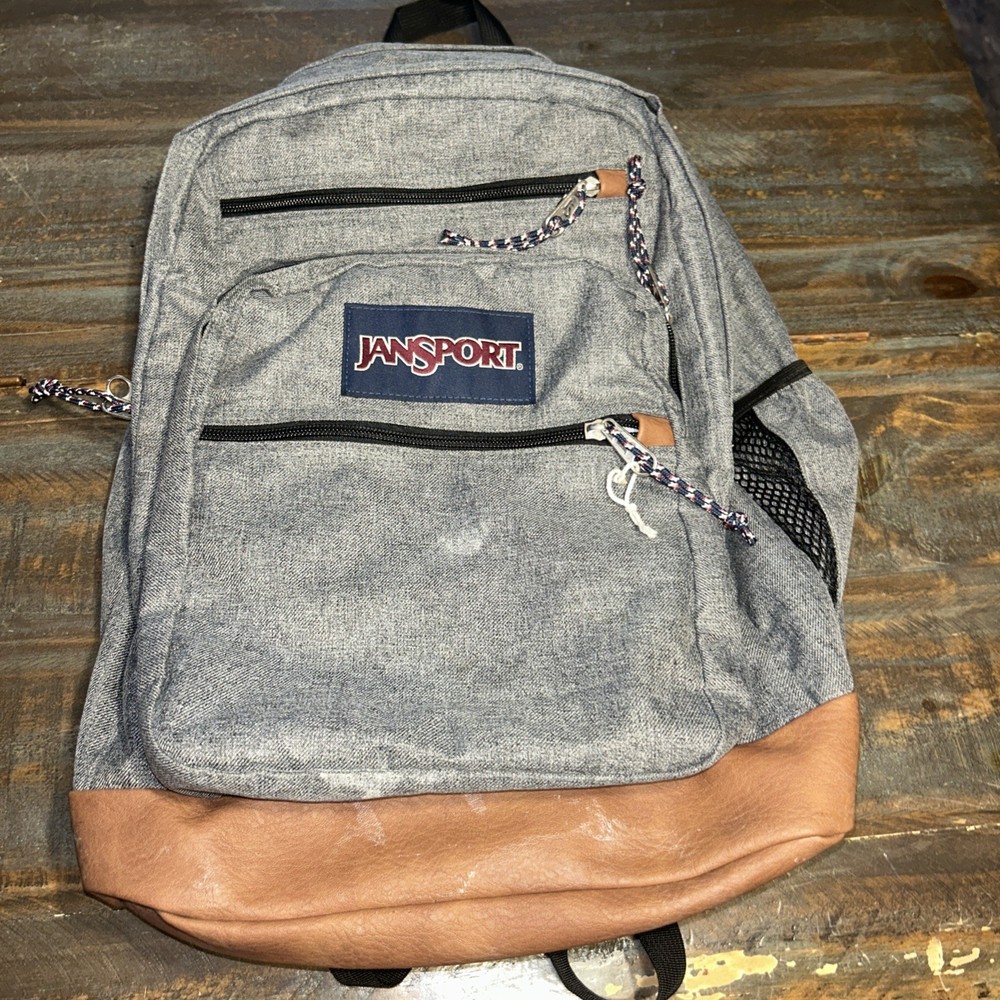 JanSport Cool Student Laptop Backpack with Gray Faux Leather Base