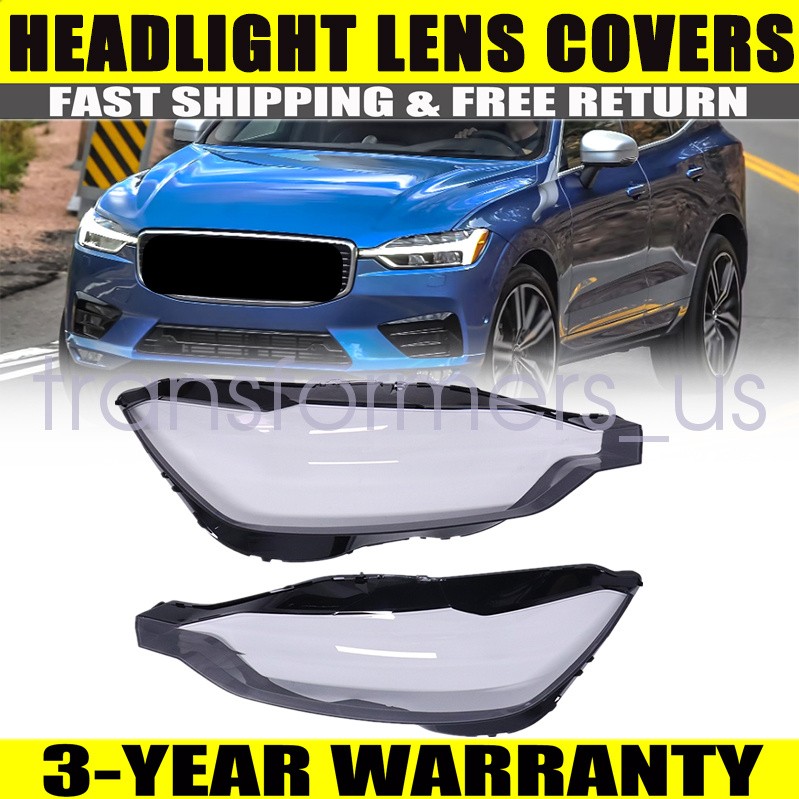 For 2017-2021 Volvo XC60 Right & Left Side Headlight Lens Covers Headlamp Covers