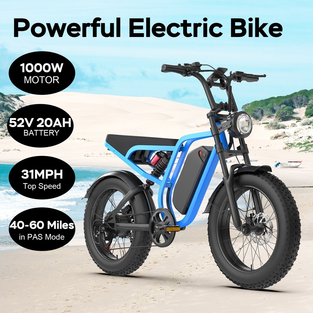 1500W 52V Electric Mountain Bike for Adults 31MPH Hydraulic Brake Ebike