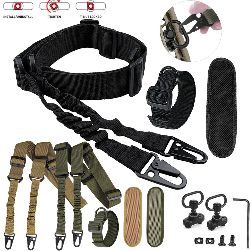 Tactical Rifle Sling 2-Point Padded Strap with MLOK Swivel Mount