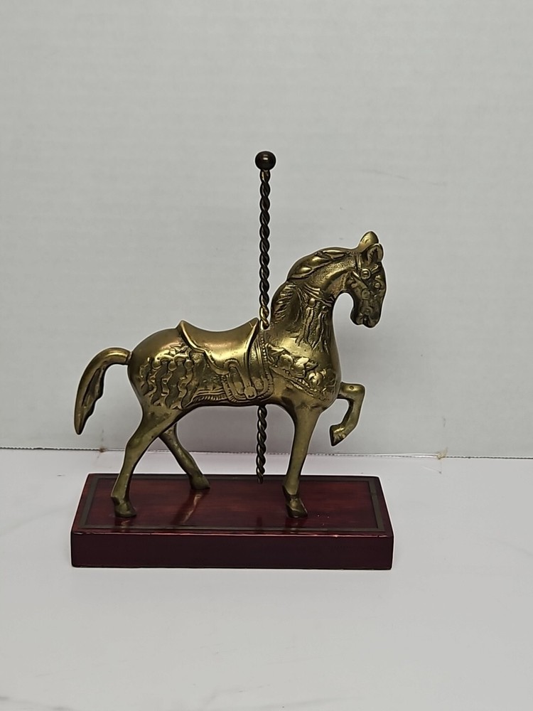 Old CAROUSEL HORSE Hand Crafted Brass Art Sculpture Statue Figurine Vintage