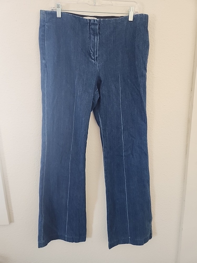 Womens The Row Horn Button Straight Mini Flare Leg Jeans Sz 10