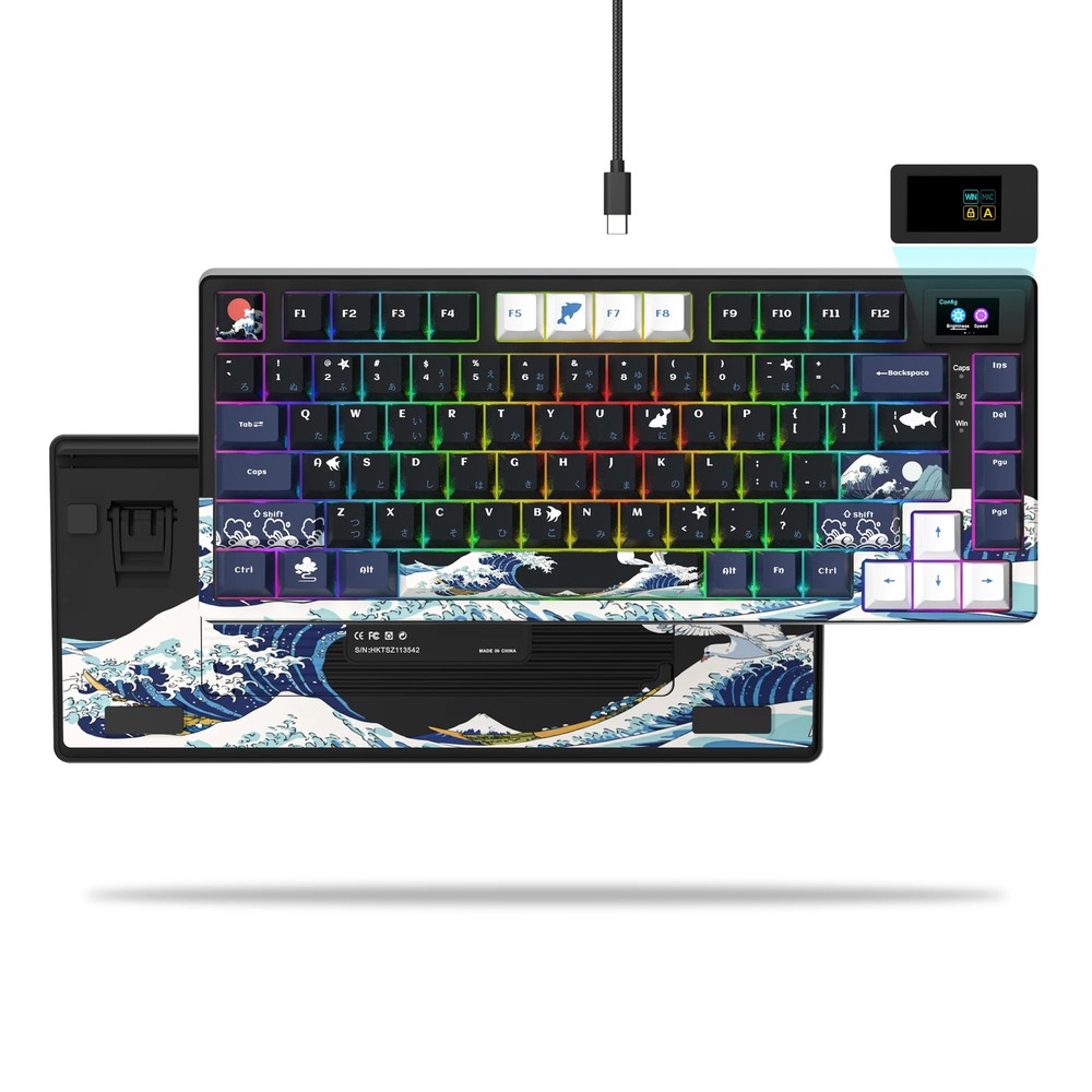Mechanical Gaming Keyboard with Hot-Swappable Pudding RGB Backlit Full Key Design