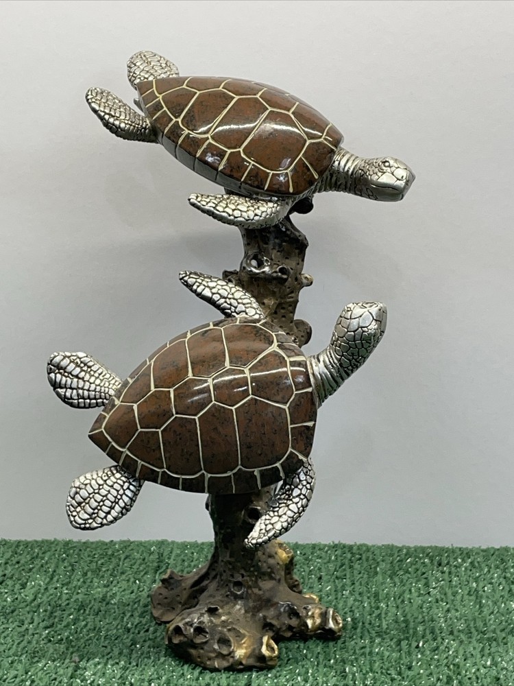 Ocean Sea Turtles at Play on a Coral Reef Artistic Polystone Water