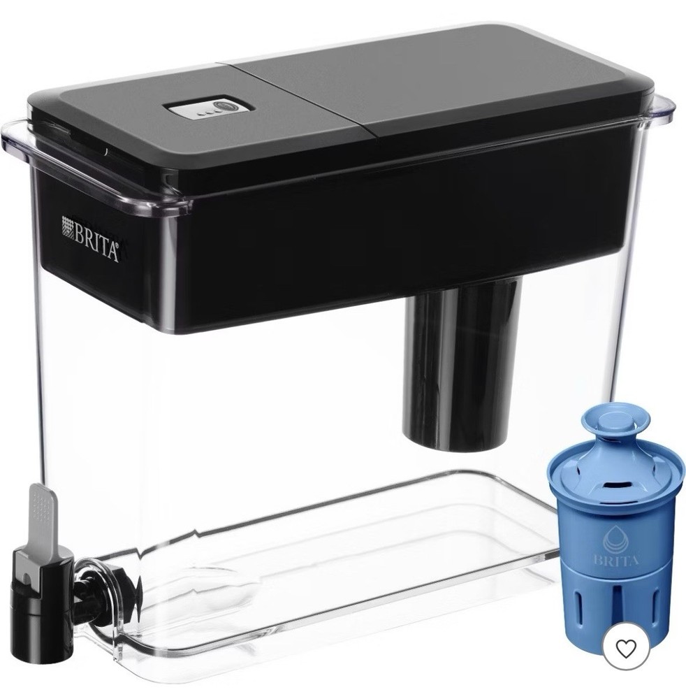 Brita Extra Large 27 Cup Ultramax Filtered Water Dispenser Jet Black Clear EUC