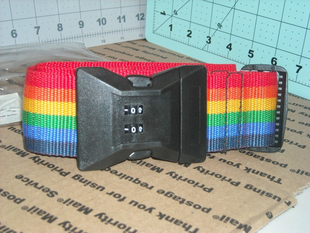 Rainbow luggage strap with combo lock 2