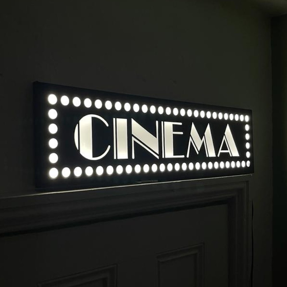 Cinema LED Illuminated Lightbox for Home Movie Theater Room Custom Retro Decor
