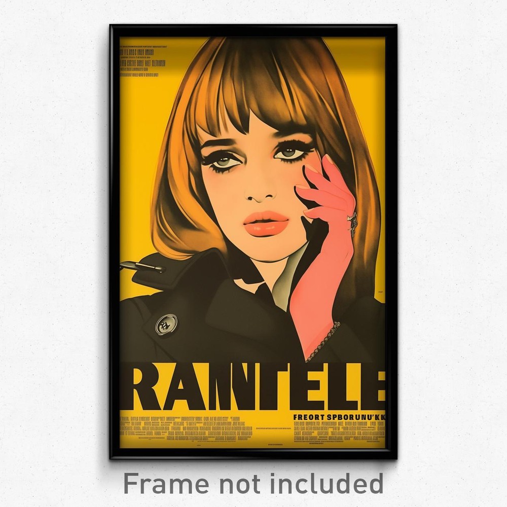 Edgy French Movie Poster Print - Girl in Suspense with Stylish International Fashion  