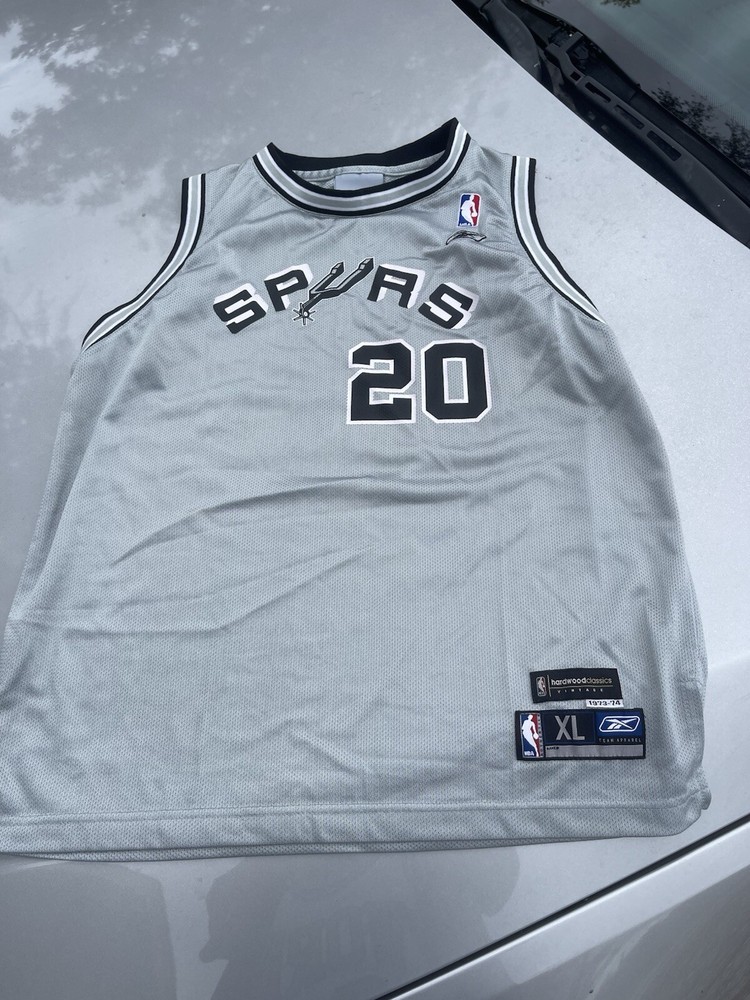 Reebok Manu Ginobili San Antonio Spurs Jersey Retro Silver Alternative Mens S