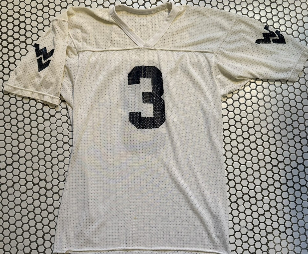 Vintage 1980s West Virginia Flying WV #3 Football Jersey - Alvoid Mays