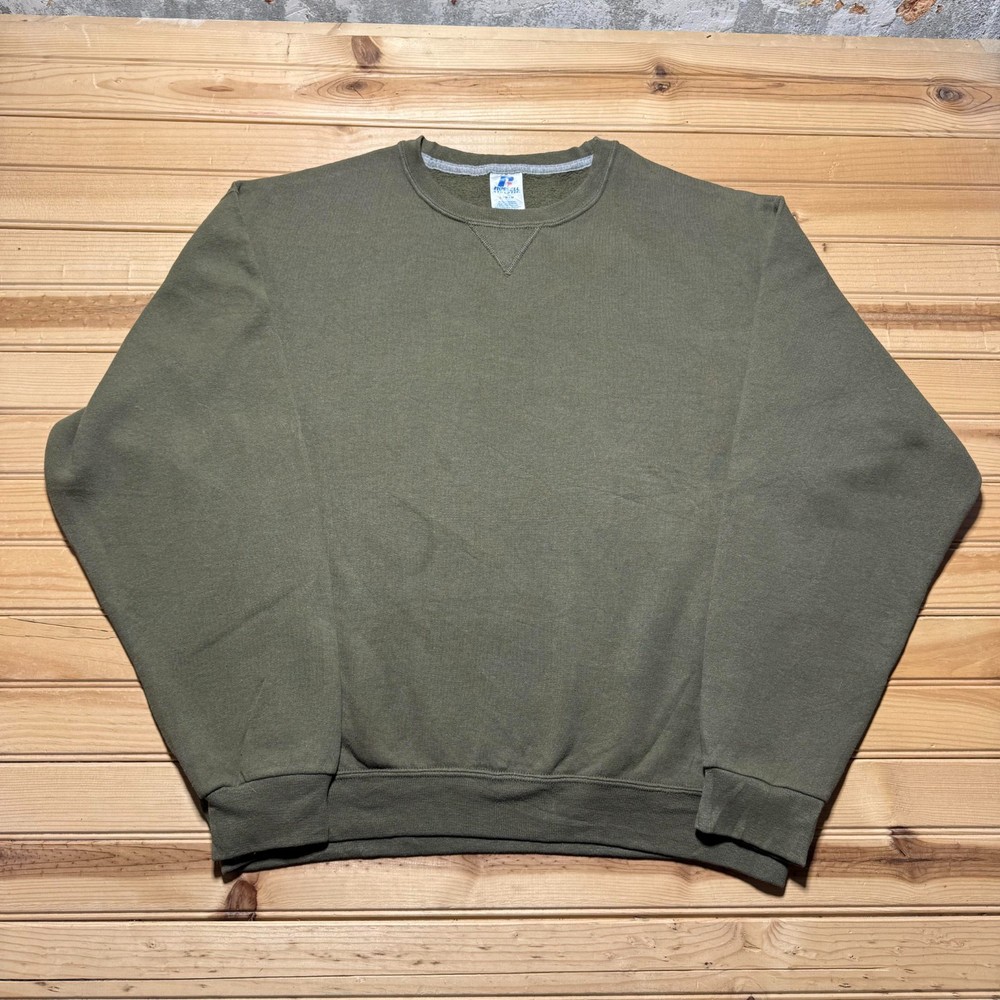 Vintage 90s Russell Athletic Blank Fleece Crewneck Pullover Sweatshirt - Large