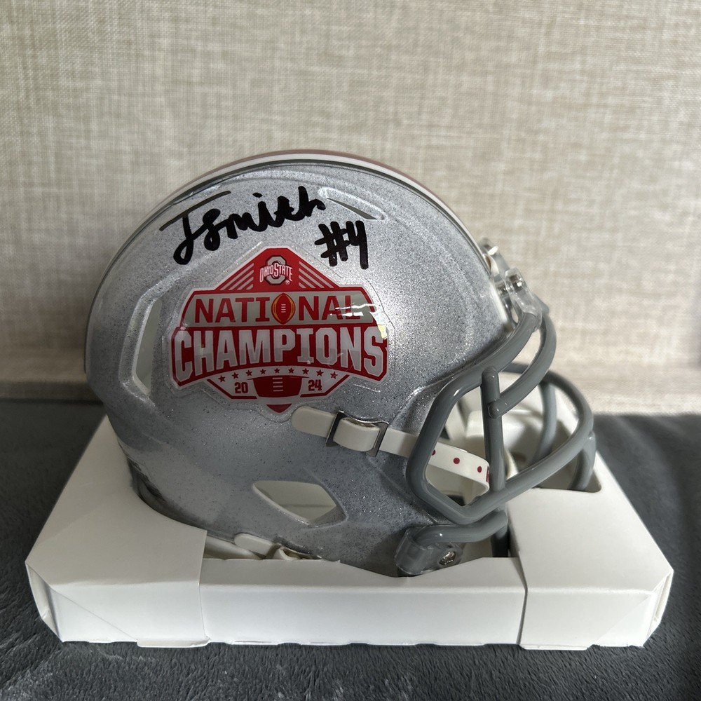 Jeremiah Smith Signed 2024 OSU National Championship Mini Helmet SWAU Certified