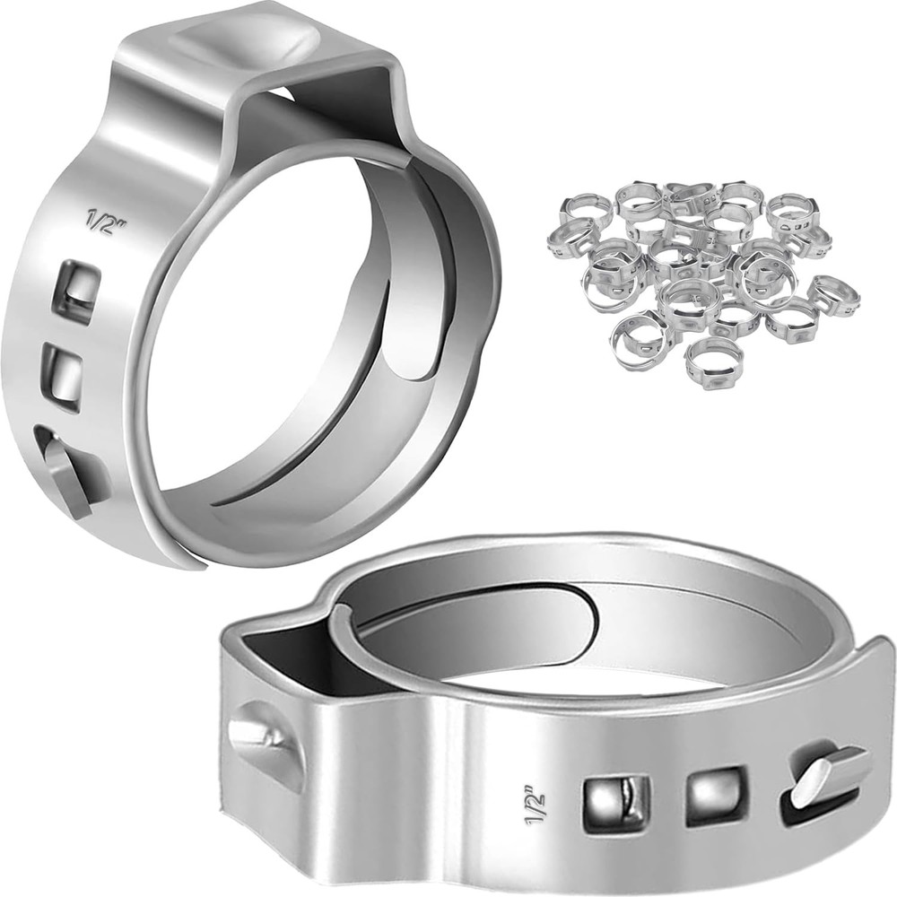 Pex Crimp Rings, 1/2 Pex Cinch Clamps for Tubing, 50 pcs Pex Pipe Fixing Conn...
