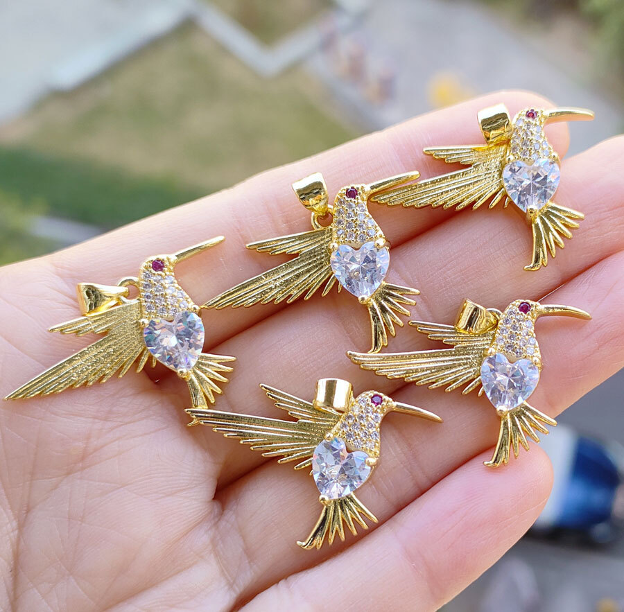 10pcs Metal Crystal bird Pendants Magic Reiki Healing Amulet