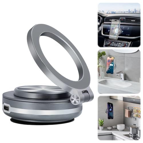 360° Rotating Magnetic Car Phone Mount in Silver - Secure & Hands-Free