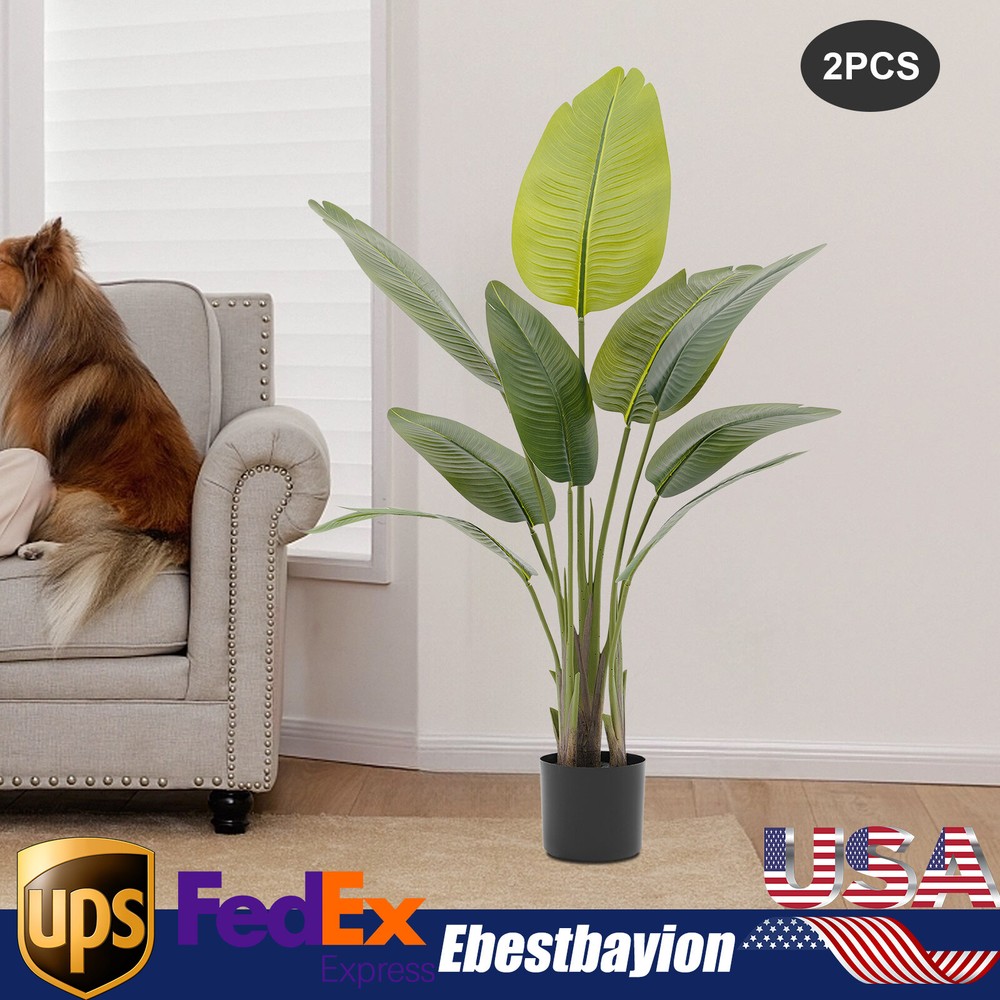 Artificial Plants Travelers Palm Faux Tree Fake Palm Tree Home Office Decor 2PCS
