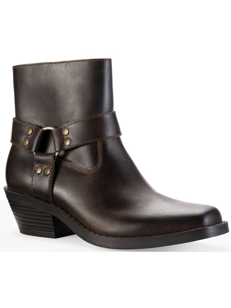 SUN STONE Womens Brown Ring Hardware Non-Slip Zip-Up Leather Booties 5 M
