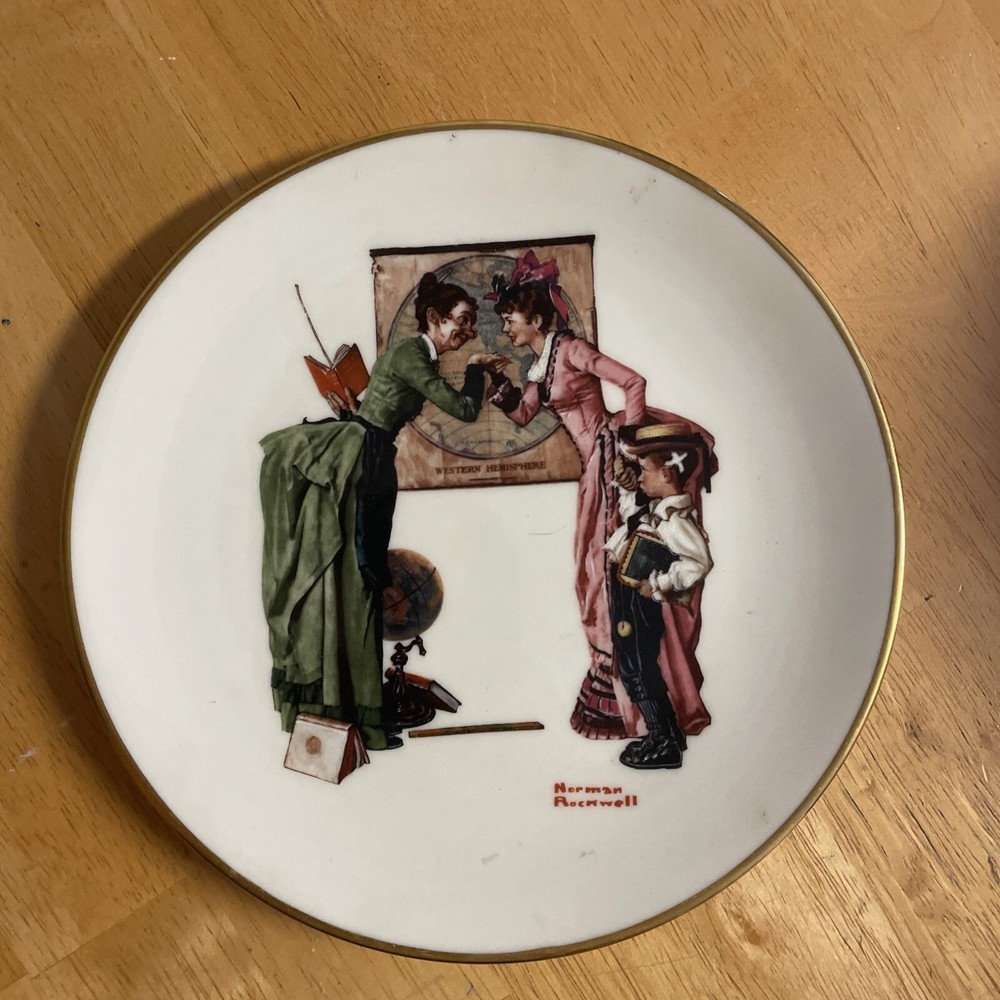 Back to School, Norman Rockwell, Danbury Mint Plate, 1978-image