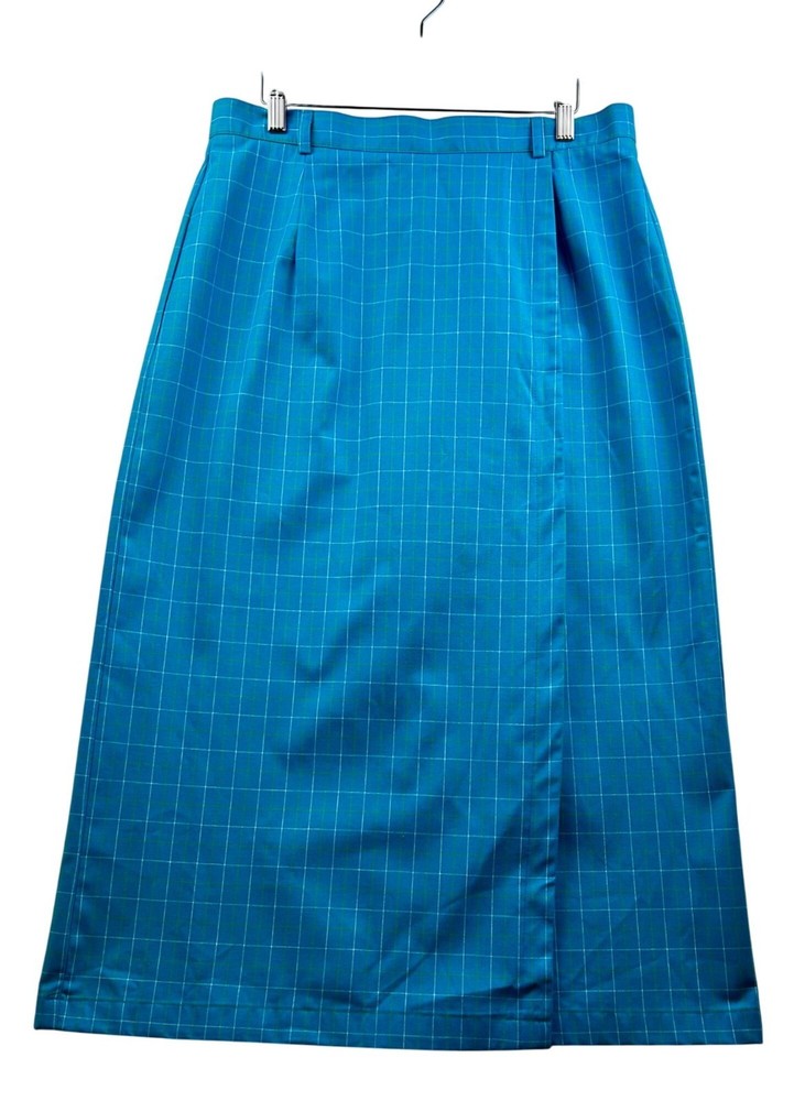 Vtg Pendleton Knockabouts Wrap Skirt Size 16 Plaid Cotton Gingham in Baby Blue