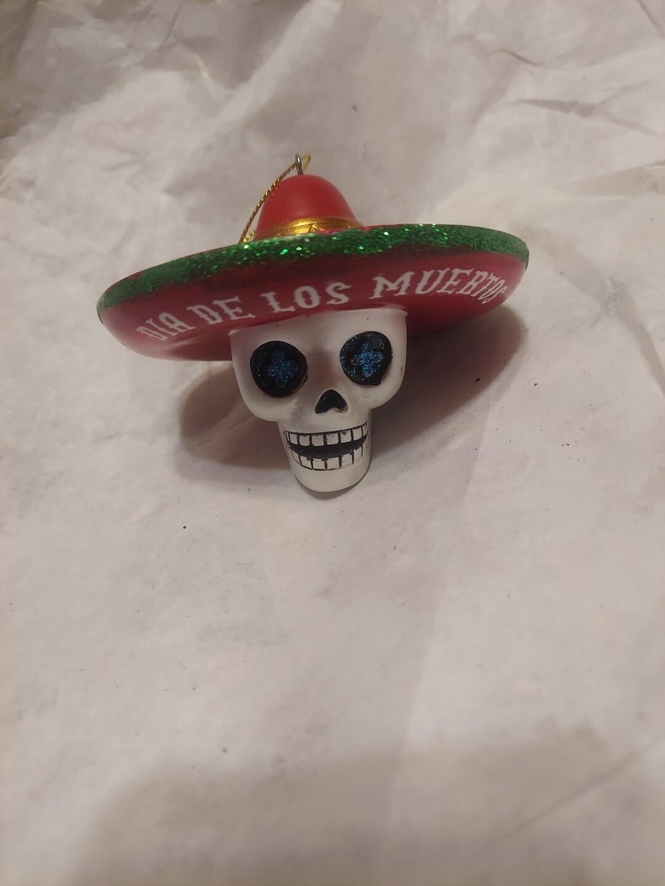 3.5 Inch Day of the Dead Skeleton in Sombrero Christmas Tree Ornament