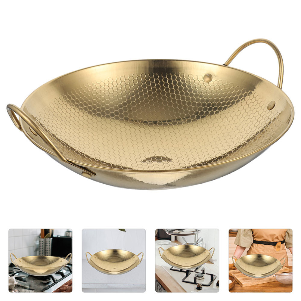 Stainless Steel Chinese Wok Pan Kitchen Cooking Pan Seafood Pan Household