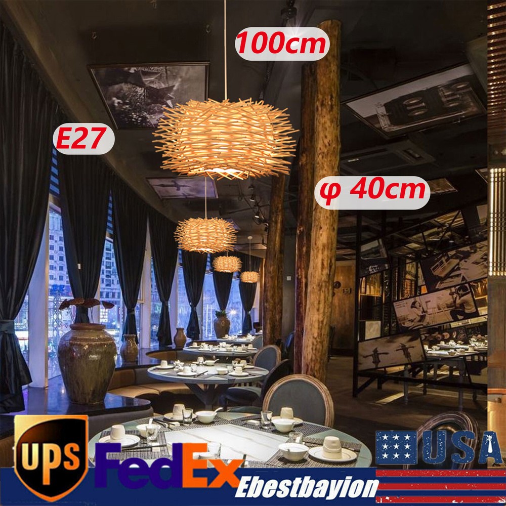 40CM Golden Bird Nest Chandelier E27 Pendant Lamp Art Decor Weaving Design