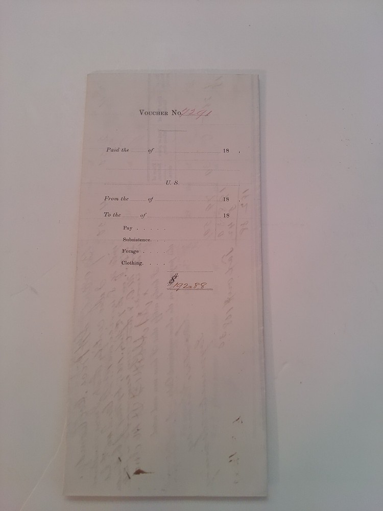 Civil War Pay Voucher 1865 - 1st Lt A J Abbott 46th Indiana Vol Infantry-image