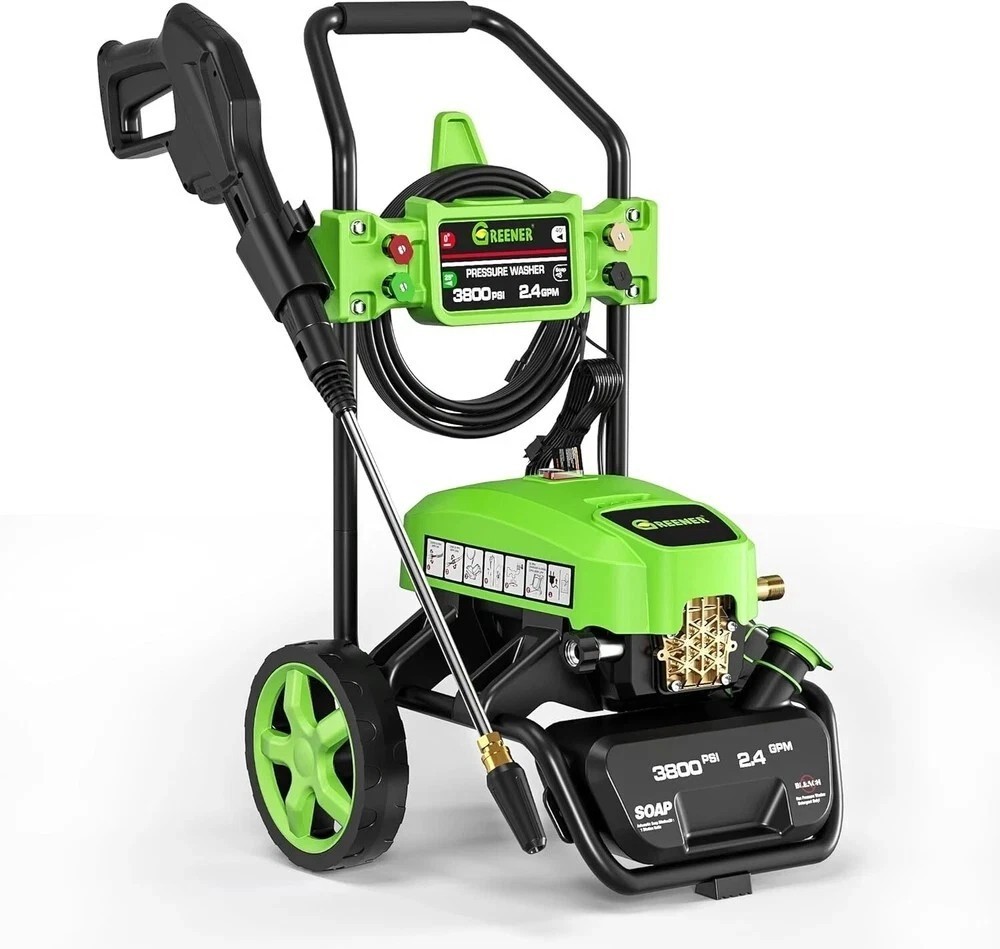 Electric Pressure Washer, 3800 Max PSI and 2.4 Max GPM, Onboard Soap Tan