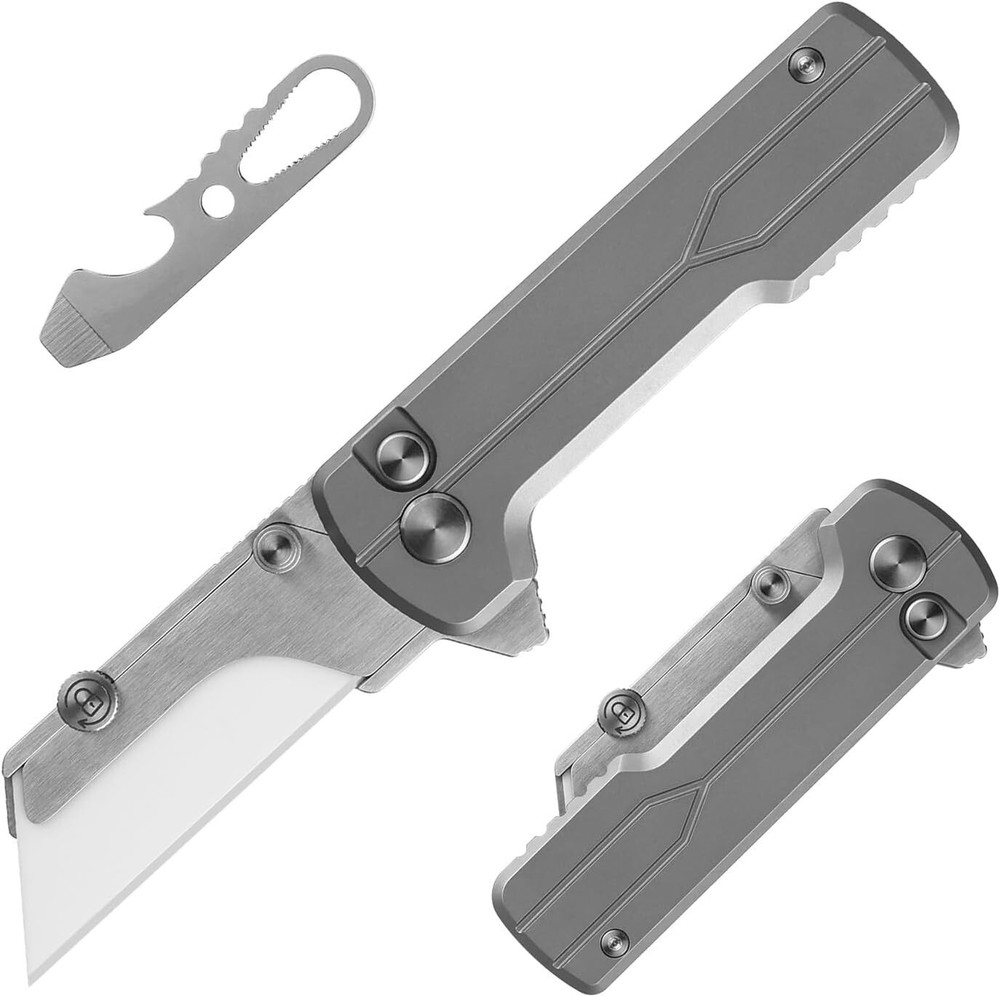 Compact Ti Folding Titanium Utility Knife with Ceramic Blade - Perfect EDC Tool