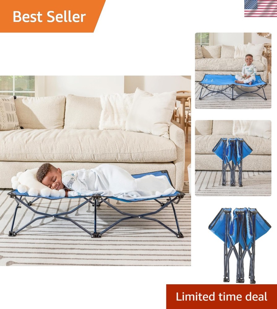 Royal Blue My Cot Portable Toddler Bed 48x24x9 Lightweight Convenient