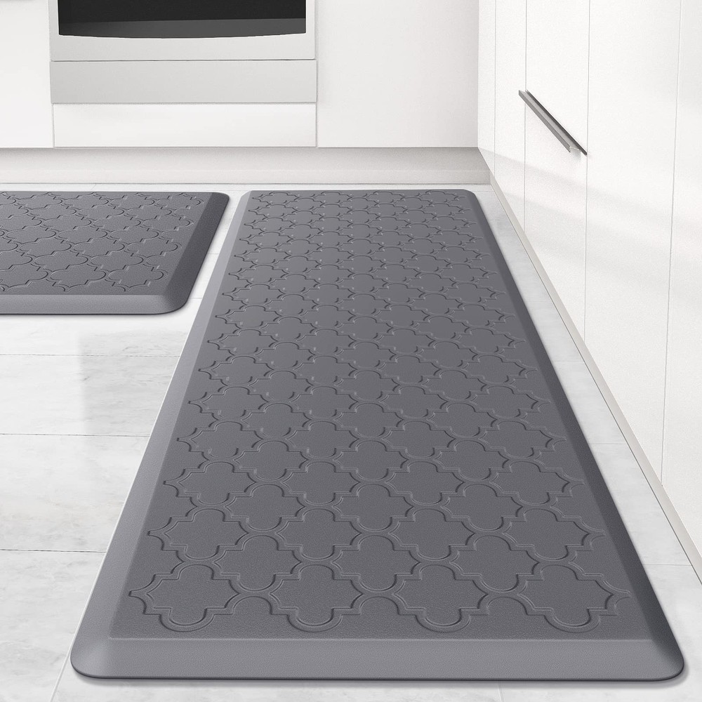 2-Pack Anti-Fatigue Kitchen Floor Mats - Waterproof Non-Slip Cushioned Comfort