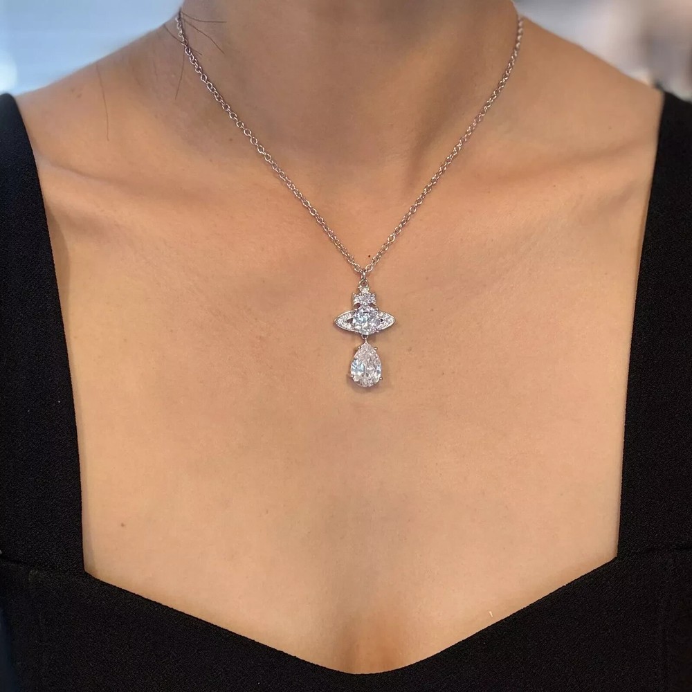 Vivienne Westwood ISMENE Crystal Tear Drop Y Necklace New in Box