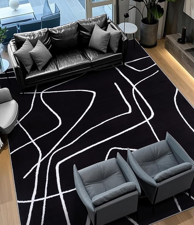 Modern Washable Area Rug for Living Room Bedroom Large Abstract 7