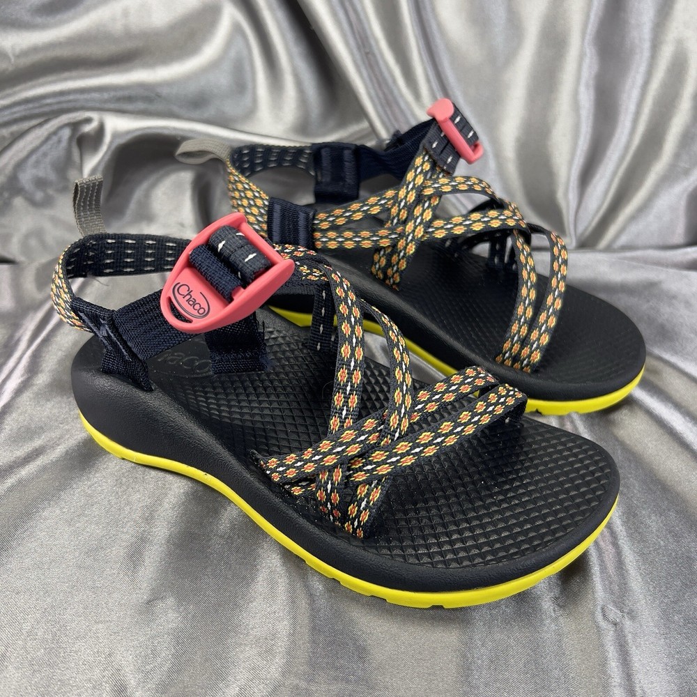 Chaco Z1 EcoTread Youth Sz 1 Hiking Sandals Blue Yellow Adjustable Outdoor Shoes