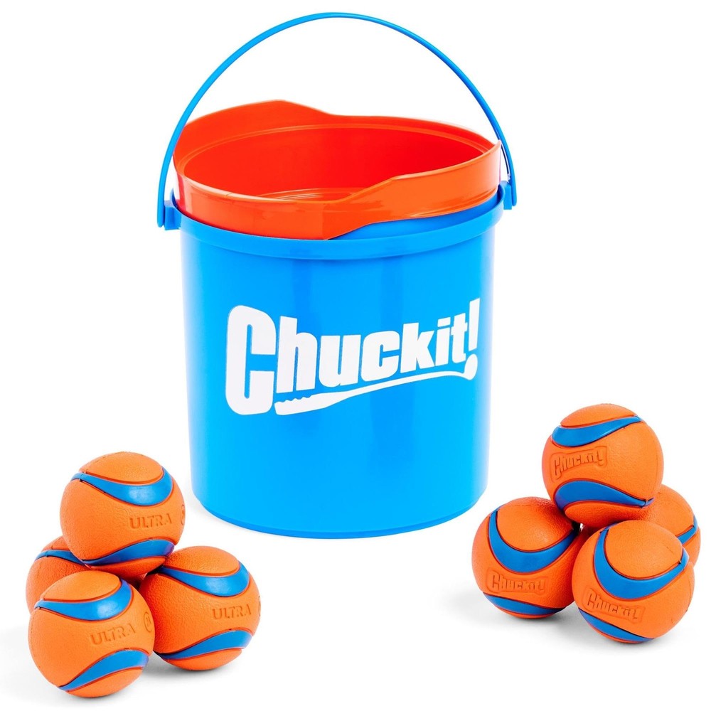 Chuckit Ultra Ball Dog Toy with Chuckit Cleaning Bucket Bundle - Bouncy Fetch...