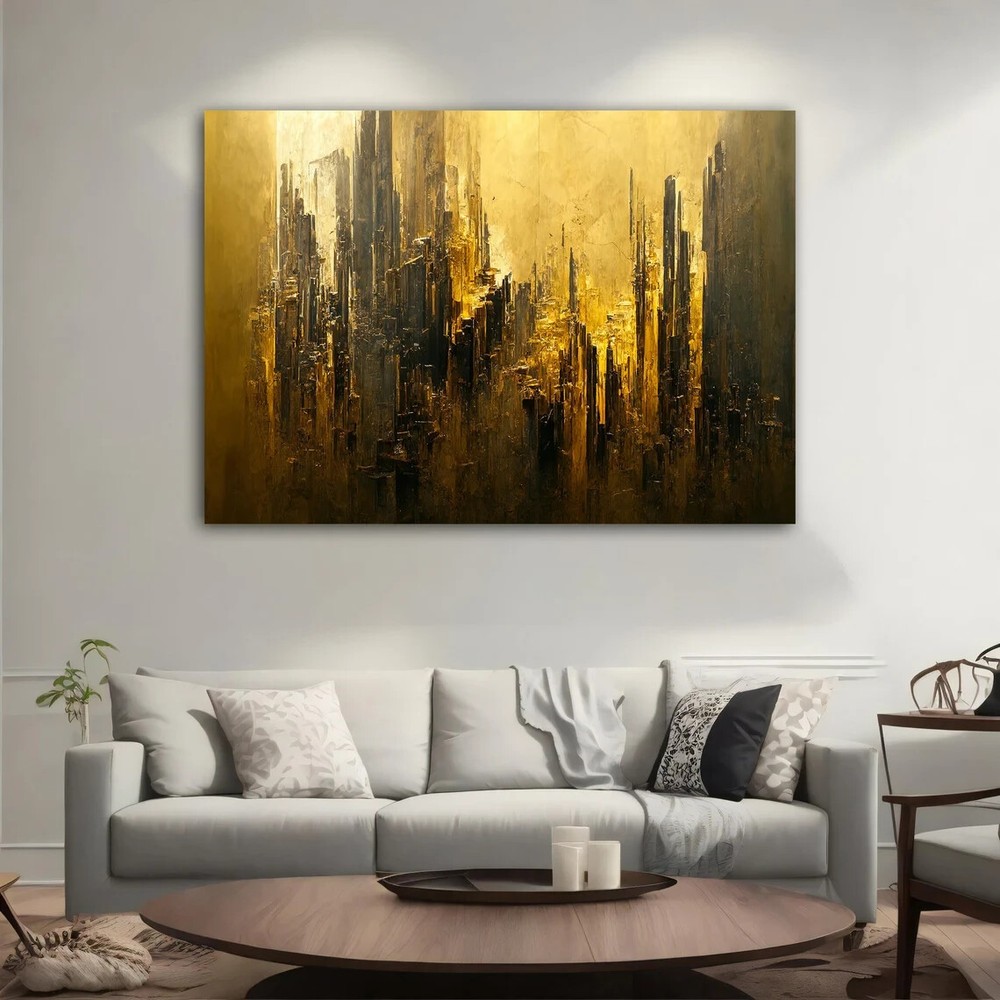 Gold And Black Abstract Modern Paint Unframed Canvas Print Australian Wall Art