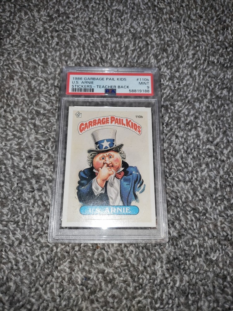 1986 Garbage Pail Kids Stickers #110b U.S. Arnie Stickers Teacher Back PSA 9
