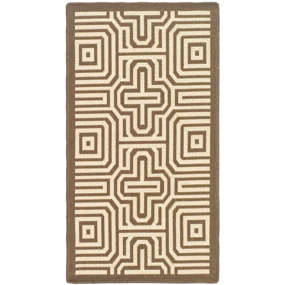 SAFAVIEH Courtyard Holly Geometric Rug Chocolate Natural 2x3 Indoor Outdoor
