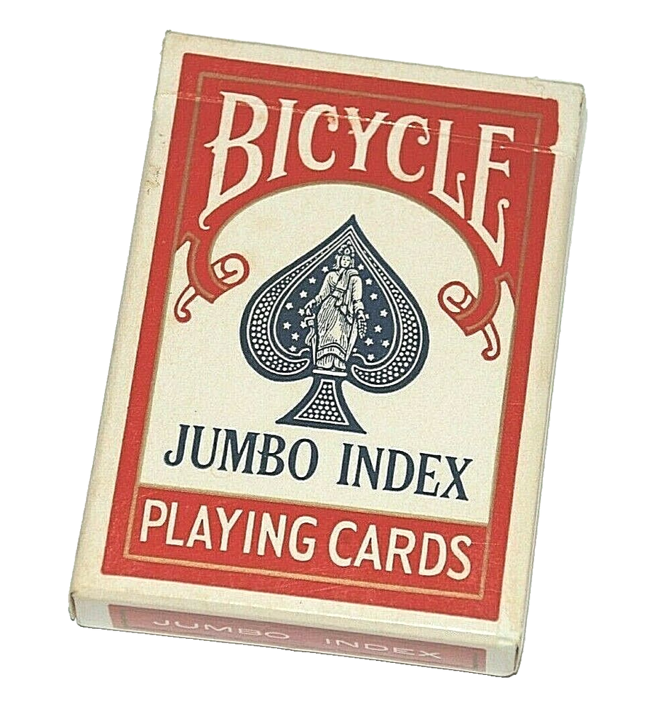 BICYCLE Jumbo Index Playing Cards S1308 Ace 88 Full Deck Pre Bar Red VTG 1980's