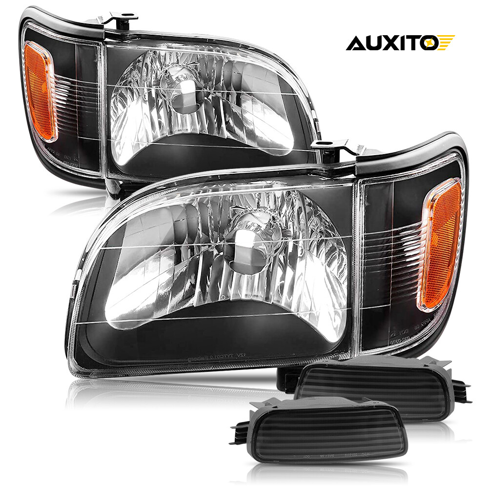 2x Front Bumper Headlight Black Housing For 2001-2004 Toyota Tacoma TO2503136