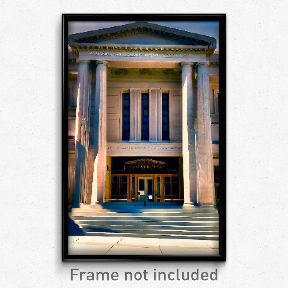 Pixel Art Poster - Fabulous Courthouse (8 Bit Psychedelic Video Game Print)